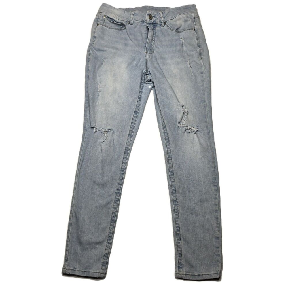 Seven7 Tummyless High Rise Skinny Jeans Women's 12 Distressed Amsterdam Wash